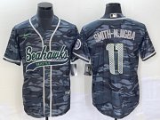 Wholesale Cheap Men's Seattle Seahawks #11 Jaxon Smith-Njigba Grey With Patch Cool Base Stitched Baseball Jersey