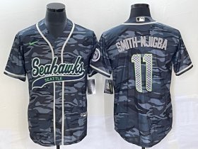 Wholesale Cheap Men\'s Seattle Seahawks #11 Jaxon Smith-Njigba Grey With Patch Cool Base Stitched Baseball Jersey
