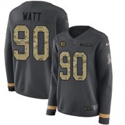Wholesale Cheap Nike Steelers #90 T. J. Watt Anthracite Salute to Service Women's Stitched NFL Limited Therma Long Sleeve Jersey
