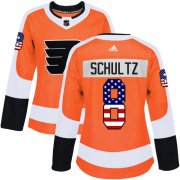 Wholesale Cheap Adidas Flyers #8 Dave Schultz Orange Home Authentic USA Flag Women's Stitched NHL Jersey