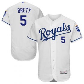 Wholesale Cheap Royals #5 George Brett White Flexbase Authentic Collection Stitched MLB Jersey