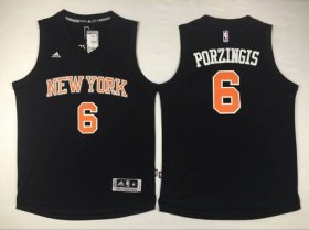 Wholesale Cheap Men\'s New York Knicks #6 Kristaps Porzingis Revolution 30 Swingman 2015-16 Black Jersey