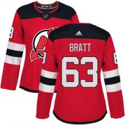 Wholesale Cheap Adidas Devils #63 Jesper Bratt Red Home Authentic Women's Stitched NHL Jersey