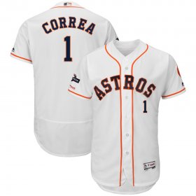 Wholesale Cheap Houston Astros #1 Carlos Correa Majestic 2019 Postseason Authentic Flex Base Player Jersey White