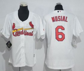 Wholesale Cheap Cardinals #6 Stan Musial White Women\'s Home Stitched MLB Jersey