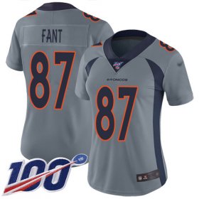 Wholesale Cheap Nike Broncos #87 Noah Fant Gray Women\'s Stitched NFL Limited Inverted Legend 100th Season Jersey