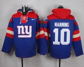 Wholesale Cheap Nike Giants #10 Eli Manning Royal Blue Player Pullover NFL Hoodie