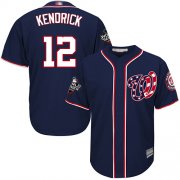 Wholesale Cheap Nationals #12 Howie Kendrick Navy Blue Cool Base 2019 World Series Champions Stitched MLB Jersey