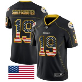 Wholesale Cheap Nike Steelers #19 JuJu Smith-Schuster Black Men\'s Stitched NFL Limited Rush USA Flag Jersey