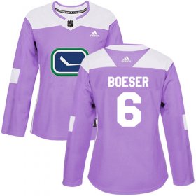 Wholesale Cheap Adidas Canucks #6 Brock Boeser Purple Authentic Fights Cancer Women\'s Stitched NHL Jersey