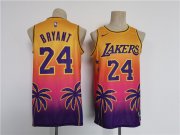 Wholesale Cheap Men's Los Angeles Lakers #24 Kobe Bryant Yellow Pink Throwback basketball Jersey