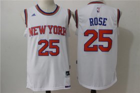 Wholesale Cheap Men\'s New York Knicks #25 Derrick Rose White Revolution 30 Swingman Basketball Jersey