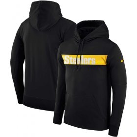 Wholesale Cheap Men\'s Pittsburgh Steelers Nike Black Sideline Team Performance Pullover Hoodie