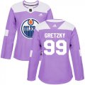 Wholesale Cheap Adidas Oilers #99 Wayne Gretzky Purple Authentic Fights Cancer Women's Stitched NHL Jersey
