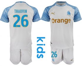 Wholesale Cheap Marseille #26 Thauvin Home Kid Soccer Club Jersey
