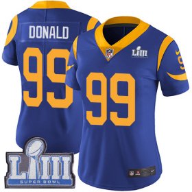 Wholesale Cheap Nike Rams #99 Aaron Donald Royal Blue Alternate Super Bowl LIII Bound Women\'s Stitched NFL Vapor Untouchable Limited Jersey