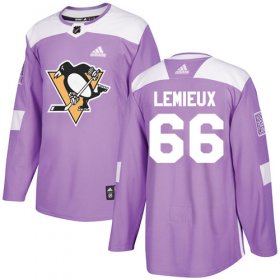 Wholesale Cheap Adidas Penguins #66 Mario Lemieux Purple Authentic Fights Cancer Stitched NHL Jersey