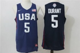 Wholesale Cheap 2016 Olympics Team USA Men\'s #5 Kevin Durant Navy Blue Revolution 30 Swingman Basketball Jersey
