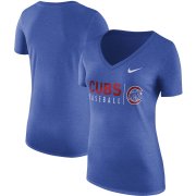 Wholesale Cheap Chicago Cubs Nike Women's Practice Tri-Blend V-Neck T-Shirt Royal