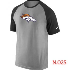Wholesale Cheap Nike Denver Broncos Ash Tri Big Play Raglan NFL T-Shirt Grey/Black