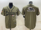 Wholesale Cheap Men's Denver Broncos Olive Salute to Service Team Big Logo Cool Base Stitched Baseball Jersey