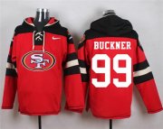 Wholesale Cheap Nike 49ers #99 DeForest Buckner Red Player Pullover NFL Hoodie