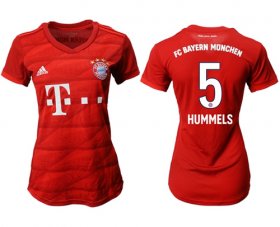 Wholesale Cheap Women\'s Bayern Munchen #5 Hummels Home Soccer Club Jersey