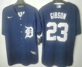 Wholesale Cheap Men\'s Detroit Tigers #23 Kirk Gibson Navy Blue Stitched Cool Base Jersey