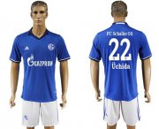 Wholesale Cheap Schalke 04 #22 Uchida Blue Home Soccer Club Jersey
