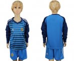 Wholesale Cheap Argentina Blank Blue Long Sleeves Goalkeeper Kid Soccer Country Jersey