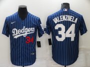 Wholesale Cheap Men's Los Angeles Dodgers #34 Fernando Valenzuela Blue Pinstripe Stitched MLB Cool Base Nike Jersey