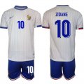 Cheap Men's France #10 Zidane White 2024-25 Away Soccer Jersey Suit