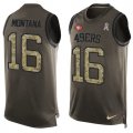 Wholesale Cheap Nike 49ers #16 Joe Montana Green Men's Stitched NFL Limited Salute To Service Tank Top Jersey