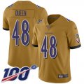 Wholesale Cheap Nike Ravens #48 Patrick Queen Gold Men's Stitched NFL Limited Inverted Legend 100th Season Jersey