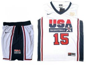 Wholesale Cheap USA Basketball Retro 1992 Olympic Dream Team 15 Carmelo Anthony White Basketball Suit