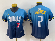 Cheap Women's Philadelphia Phillies #7 Trea Turner Number Blue 2024 City Connect Limited Stitched Jersey