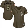 Wholesale Cheap Rockies #5 Carlos Gonzalez Green Salute to Service Women's Stitched MLB Jersey