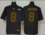 Wholesale Cheap Men's Baltimore Ravens #8 Lamar Jackson Black 2020 Nike Flocked Leopard Print Vapor Limited NFL Jersey
