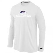 Wholesale Cheap Nike Seattle Seahawks Authentic Logo Long Sleeve T-Shirt White