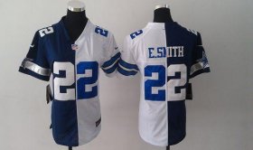 Wholesale Cheap Nike Cowboys #22 Emmitt Smith Navy Blue/White Women\'s Stitched NFL Elite Split Jersey