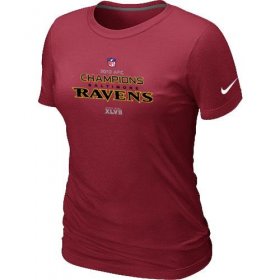 Wholesale Cheap Women\'s Nike Baltimore Ravens 2012 AFC Conference Champions Trophy Collection Long T-Shirt Red
