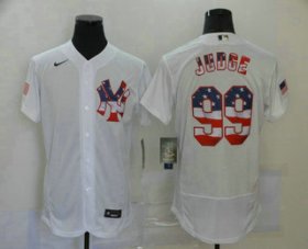 Wholesale Cheap Men\'s New York Yankees #99 Aaron Judge White USA Flag Stitched MLB Flex Base Nike Jersey