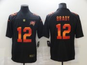 Wholesale Cheap Men's Tampa Bay Buccaneers #12 Tom Brady Black Red Orange Stripe Vapor Limited Nike NFL Jersey