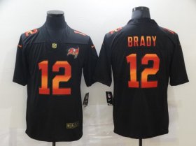 Wholesale Cheap Men\'s Tampa Bay Buccaneers #12 Tom Brady Black Red Orange Stripe Vapor Limited Nike NFL Jersey