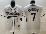 Wholesale Cheap Men's Chicago White Sox #7 Tim Anderson Number White Cool Base Stitched Baseball Jersey