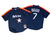 Wholesale Cheap Mitchell And Ness 1991 Astros #7 Craig Biggio Navy Blue Throwback Stitched MLB Jersey