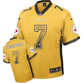 Wholesale Cheap Nike Steelers #7 Ben Roethlisberger Gold Men\'s Stitched NFL Elite Drift Fashion Jersey