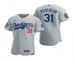 Wholesale Cheap Men's Los Angeles Dodgers #31 Joc Pederson Gray 2020 World Series Authentic Flex Nike Jersey