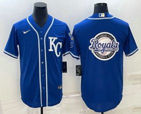 Cheap Men\'s Kansas City Royals Big Logo Light Blue Stitched MLB Cool Base Nike Jersey