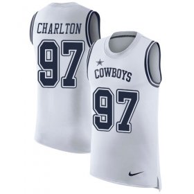Wholesale Cheap Nike Cowboys #97 Taco Charlton White Men\'s Stitched NFL Limited Rush Tank Top Jersey